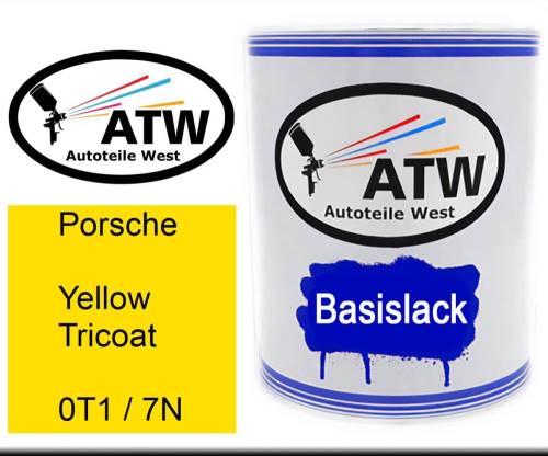 Porsche, Yellow Tricoat, 0T1 / 7N: 1L Lackdose, von ATW Autoteile West.